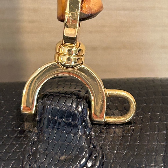 Rare Gucci Small Lizard Bamboo Top Handle Bag - Picture 6 of 13